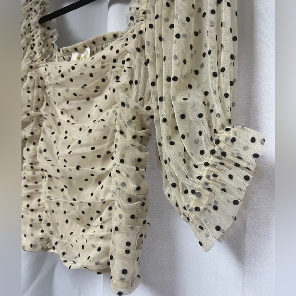 Maeve Short-Sleeve Mesh Ruched Top - Picture 6 of 12